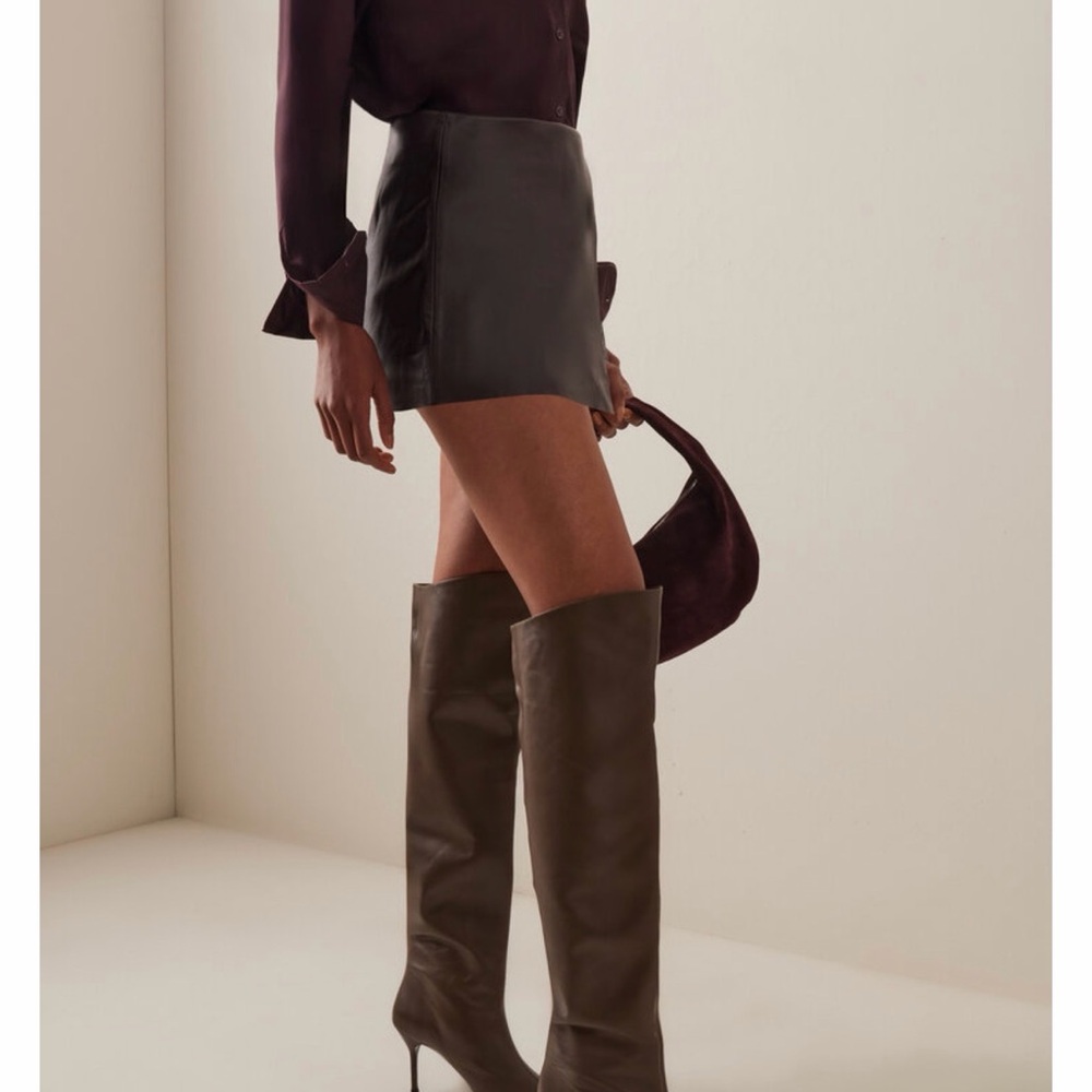 STAUD Over-the-Knee “Sebastian” Leather Boots in Dark Brown